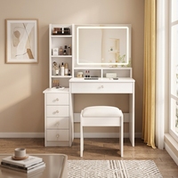 Table de Maquillage Multifonctionnelle Moderne avec Miroir Lumineux et Panneau MDF pour Chambre à Coucher – Fournisseur Transfrontalier pour Usines de Vêtements