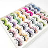 Faux-cils colorés en faux vison, extension cosmétique à 4 bandes lumineuses, à paillettes, vert, rose, lumière UV, brillent dans la nuit