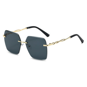 Lunettes de soleil pour femmes, sans monture, carrées, lunettes de soleil 2026, nouveau <span class=keywords><strong>dégradé</strong></span> brun, verres taillés, lunettes de soleil pour femmes, lunettes en alliage, marque de créateur - Product Image 6
