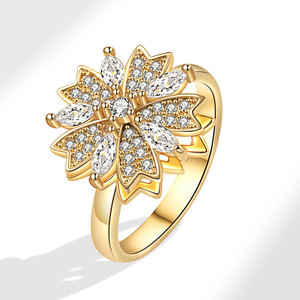 Anillos giratorios delicados con circonitas, ajustables, chapados en oro sobre cobre, personalizados, antiestrés, para mujer. - Product Image 6