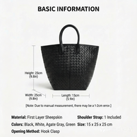 Sac fourre-tout en cuir véritable tressé double face en peau de mouton, style luxe léger, grande capacité pour femme, collection Printemps 2026