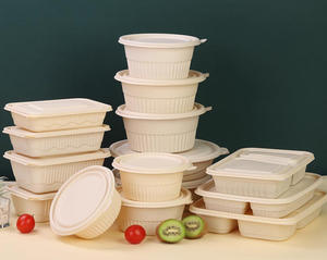 Boîte à emporter écologique en amidon de maïs jetable, conteneur alimentaire compostable avec couvercles - Product Image 5