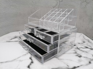 Acrilico Desktop Organizer Trasparente Multi-Funzione Rimovibile Supporto di Spazzola di Trucco di Stoccaggio Casa Contenitori Cosmetici con 4 Disegna - Product Image 4