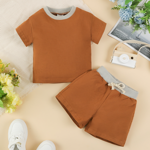 Ensemble T-shirt et <span class=keywords><strong>short</strong></span> en coton et polyester coloré pour bébés garçons, col rond, 2-3 ans, été - Product Image 2