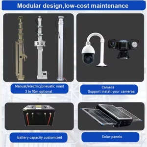 Tour d'éclairage mobile <span class=keywords><strong>solaire</strong></span> avec caméra de surveillance sans fil sur remorque pour la surveillance des chantiers extérieurs - Product Image 4