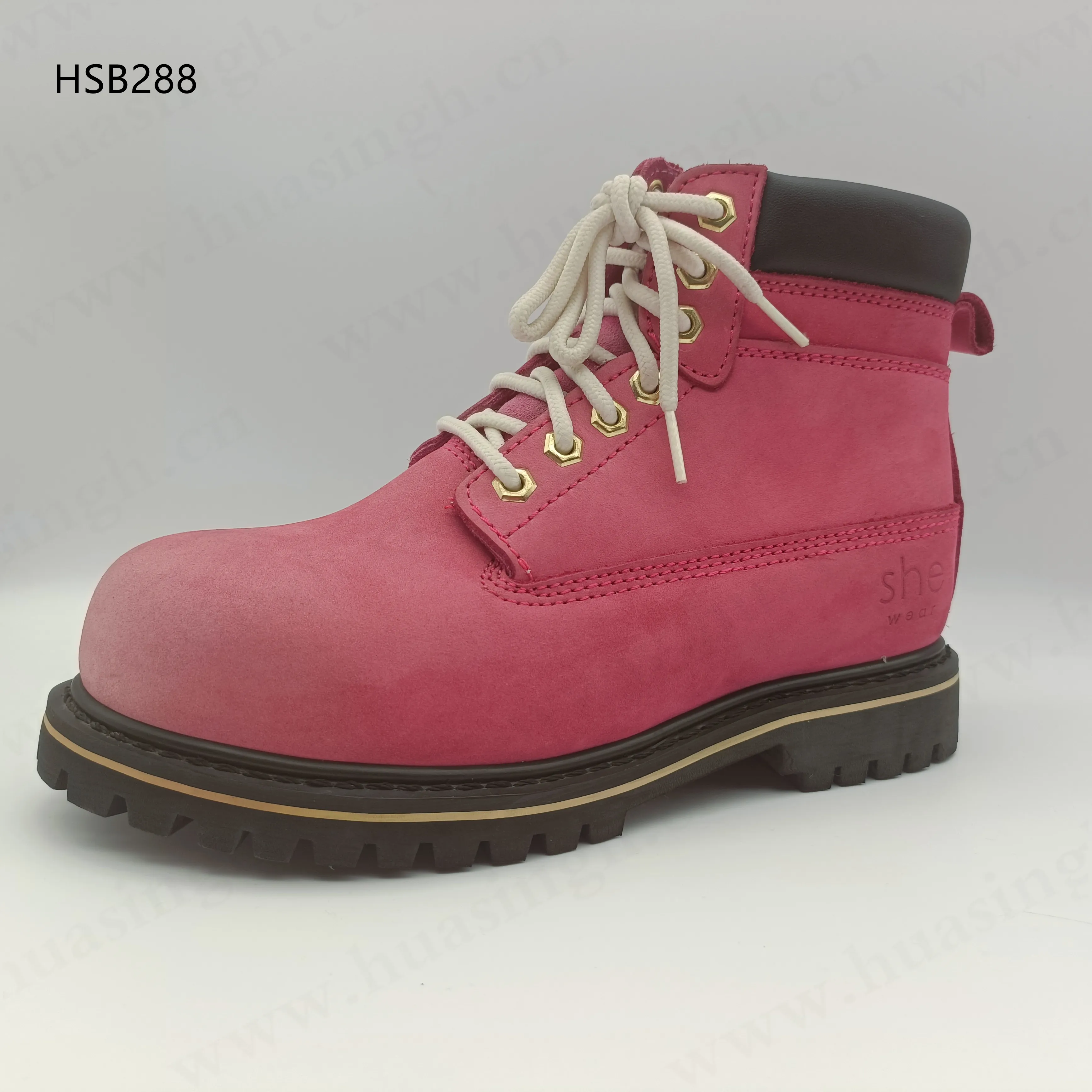 安全靴HSB288 LXG高外観ピンク色女性作業安全靴工場安い価格S3標準安全ブーツ