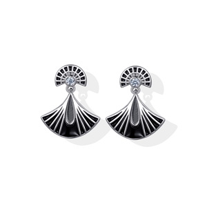 Sofisticados Pendientes de Oro Macizo de 9K/14K/18K Estilo Art Déco con Esmalte Negro para Joyería Vintage de Herencia - Product Image 5