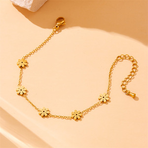 Daisy Flower Jewelry <b>Set</b> Gold Plated Stainless Steel Necklace <b>Bracelet</b> Earrings Women's Party Fashion <b>Set</b> - Product Image 3