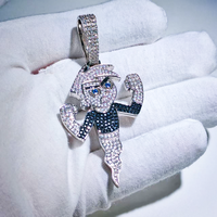 Pendentif de rappeur hip-hop en argent 925 personnalisé pour hommes, collier en diamant Moissanite avec design de personnage de dessin animé glacé, bijoux fins