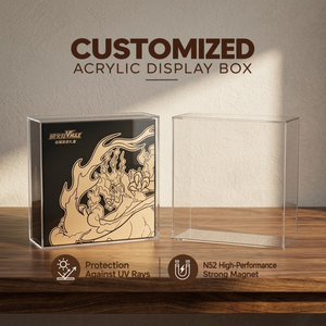Boîte de présentation en acrylique transparente de qualité supérieure pour la collection Charizard VMAX, boîte cadeau noire et or, étanche, anti-poussière, anti-UV, support magnétique N52 - Product Image 1