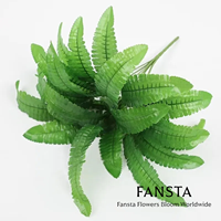 Bouquet de 7 Fourches de Feuilles Vertes Artificielles en Soie, Tiges de Plantes Vertes Fauxes pour Mur Végétal et Fournitures d'Arrangements Floraux