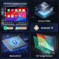 Radio de Coche Junsun de 13 Pulgadas con Pantalla QLED y Sistema Android para VW T5 Multivan Transporter 2008-2015, Reproductor de DVD para Coche, Unidad Principal Estéreo Multimedia