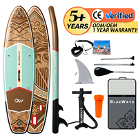 Planche de SUP gonflable 11' Woodland Nature, 33 pouces de large, avec support de caméra et aileron pour lacs et rivières