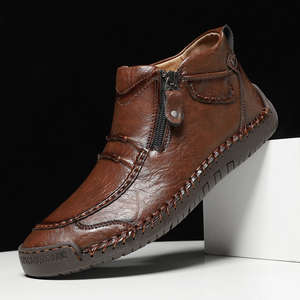 Botas Cortas de Moda para Hombre, Talla Grande, Casuales, para Invierno, con Cierre, Parte Superior de PVC Cosida a Mano, Tendencia de Moda 828 - Product Image 4