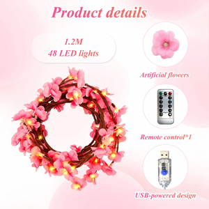 Nuove <span class=keywords><strong>Luci</strong></span> <span class=keywords><strong>LED</strong></span> a Forma di Fiori di Pesco Rossi, Fiori di Ciliegio e Rami di Salice per Decorazioni Natalizie da Parete con Rami d'<span class=keywords><strong>Albero</strong></span> - Product Image 3