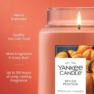 <span class=keywords><strong>Bougie</strong></span> aromatique en cire de soja en forme de citrouille, parfumée pour l'automne, grand pot de 22 oz avec jusqu'à 150 heures de combustion, idéale pour offrir - Product Image 4