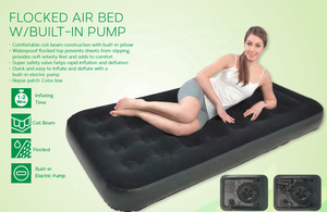 PVC floqué gonflable <span class=keywords><strong>pliant</strong></span> voyage <span class=keywords><strong>lit</strong></span> d'air matelas <span class=keywords><strong>lit</strong></span> de couchage avec pompe à main intégrée - Product Image 6