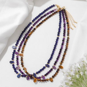 Collar de Piedras Naturales de 4mm, Ojo de Tigre y Lapislázuli, Ajustable para Hombre y Mujer, Regalo Perfecto, Joyería de Moda - Product Image 2