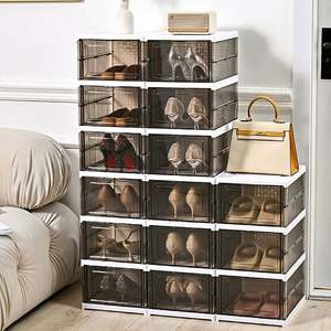 Haogle New Arrival PP Plastic Magnetic Foldable <b>Shoe</b> Organizer <b>Box</b> with 6-10L Capacity Modern Design - Product Image 4