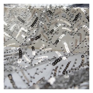 Mới Nhất Nigeria Bridal Wedding Thêu Sequins Đen Đính Cườm Vải Ren Ánh Sáng Thiết Kế Mới <span class=keywords><strong>Trim</strong></span> Lưới Tay Thêu - Product Image 4