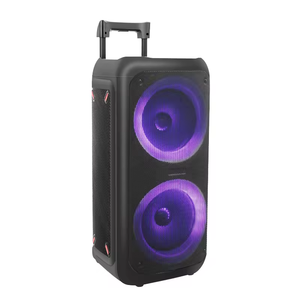 Meilleures ventes 2023 Enceinte Bluetooth d'extérieur avec double caisson de basses de 8 pouces, en plastique, sur roulettes, pour fêtes, avec lumière LED - Product Image 2