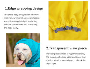 El mejor suéter reflectante impermeable, impermeable para perros amarillos, Husky Samoyedo <span class=keywords><strong>Border</strong></span> <span class=keywords><strong>Collie</strong></span>, Poncho de lluvia para perros azules - Product Image 4