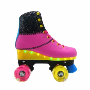 Design personalizado Flash luz patins sapatos quad patines zapatos para crianças