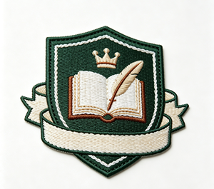 Custom Embroidered School Crest Badge Green Shield Plaque <b>Sew</b>-on Emblem for Uniform Garment Promotion - Product Image 1