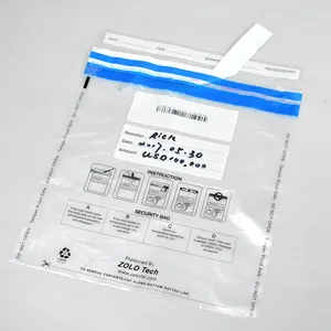 Personalizado auto saco selo adesivo saco de plástico transparente à prova de adulteração de segurança bancária para dinheiro