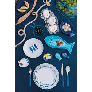 Juego de Vajilla Excelsa de 18 Piezas, Platos de Porcelana Azul Océano con Diseño de Peces, Estilo Nórdico, Apto para Lavavajillas - Product Image 6