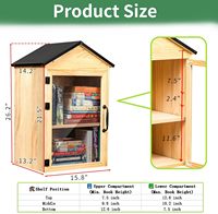 Boîte de bibliothèque miniature imperméable à 2 niveaux - Armoire d'échange de livres en bois massif pour l'extérieur avec étagères réglables pour les communautés/les écoles