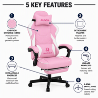 Chaise de bureau ergonomique pour le gaming, inclinable, avec support lombaire, dossier haut, pivotante, hauteur réglable, repose-pieds, design européen