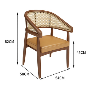 Sedia da Pranzo Moderna per Ristoranti Commerciali con Telaio in Legno Massello e Schienale Curvo in <span class=keywords><strong>Rattan</strong></span> per Progetti di Ospitalità - Product Image 1