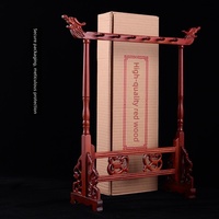 Support de pinceaux de calligraphie en bois de rose massif, fait main, avec base antidérapante – Support mural pour pinceaux chinois sculpté double dragon