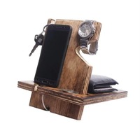 Organizer Meja dengan Tempat Kunci, Penyangga Dompet, Organizer Jam Tangan, dan Dudukan Ponsel Kayu