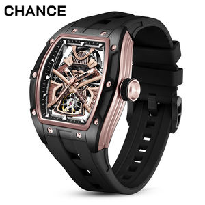 Relojes Mecánicos Samurai con Envío Directo, Tourbillon Automático, Caja Cuadrada de Acero Inoxidable de Lujo, Esfera Hueca de Silicona, Unisex - Product Image 1