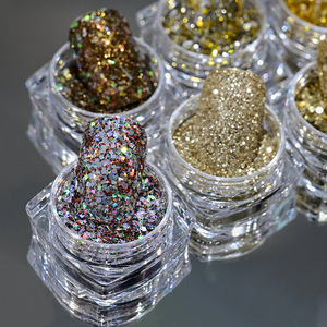 Hot Sale Super Shining Paillette Nail Art Manicure Decorations 6pcs/set Gold Silver <b>Mirror</b> Powder Glitter Chrome Nail Art - Product Image 6