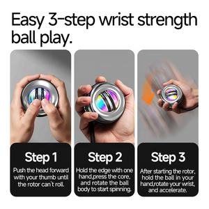 마이시오 LED 라이트 자동 시작 핸드 그립 트레이너 레인지 자이로 파워 볼 카운터 원심력 손목 강화 장치 - Product Image 5