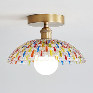 Plafonnier vintage en verre mosaïque turc, doré, semi-encastré, LED 7W E27, couloir, entrée, chambre à coucher, décoration intérieure - Product Image 1