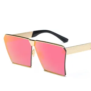 Wholesale cheap luxury brand designer oversized colorful retro uv400 polarized shades square flat top gradient sunglasses