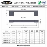 Poignée de meuble moderne en forme de U plate, noir mat, en zinc, 96 128 160 192 mm, pour tiroir de cuisine, commode, armoire, fabrication OEM
