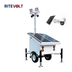 Tour d'éclairage mobile <span class=keywords><strong>solaire</strong></span> avec caméra de surveillance sans fil sur remorque pour la surveillance des chantiers extérieurs - Product Image 1