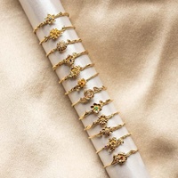Nouvelles bagues ajustables miniatures en zircon plaqué or, motif floral des 12 mois, pour femme, cadeau d'anniversaire