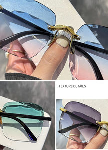 Lunettes sans monture à bords coupés, dégradées, nouvelles visières de <span class=keywords><strong>soleil</strong></span> d'été pour femmes, verres transparents multicolores, UV400, lunettes de <span class=keywords><strong>soleil</strong></span> pour femmes - Product Image 4