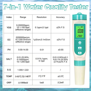 ポータブル高精度7in1 <span class=keywords><strong>pH</strong></span>メーター TDS/EC/ORP/S.G/塩分/温度テスター バックライトディスプレイ 水質分析器 OEM - Product Image 3