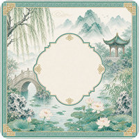 Tapis de Mahjong Vintage Paysage Montagneux Chinois Antidérapant et Anti-bruit pour Domino, Poker, Cartes et Jeux de Tuiles