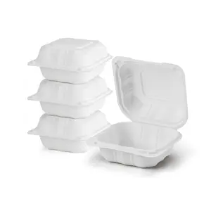 5*5-Zoll-Kunststoff-Clamshell-To-Go-Behälter Hamburger-Verpackungs box im amerikanischen Stil zum Mitnehmen Klappbare Lebensmittel behälter