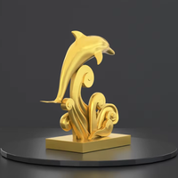 Statue de dauphin en métal plaqué or personnalisée trophée de bureau thème animal et technique de coulée d'ornement