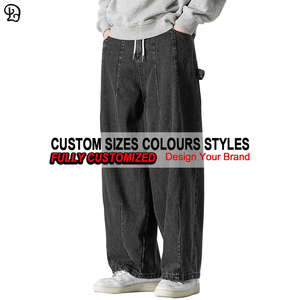 Pantalones Vaqueros Anchos de Mezclilla Azul para Hombre, Estilo Casual con Cordón, Holgados, Moda Urbana, Uso Diario, Corte Relajado - Product Image 5