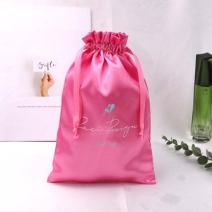 Custom Logo Printed Luxury Satin Hair <b>Extension</b> Bag Drawstring Bundle Swimsuit Shoe Dust Silk Pouch - Product Image 5